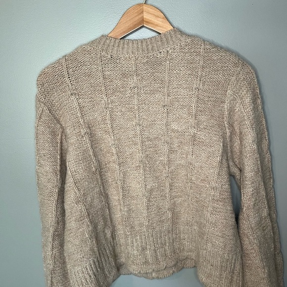 New In Rose Crochet Button Cabled Soft Beige Cardigan - Picture 8 of 11